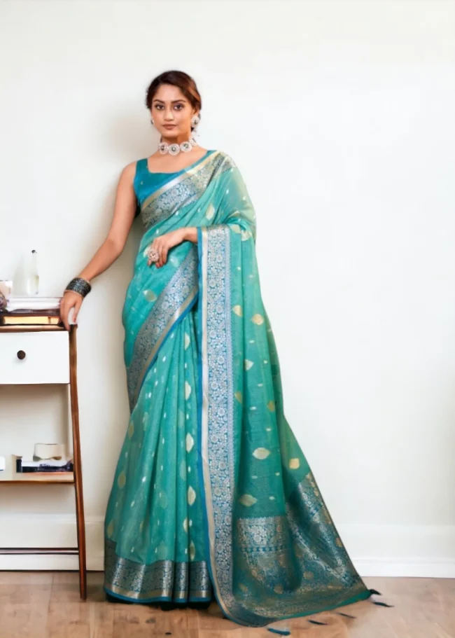 Banarasi Tissue Silk Saree - Blue