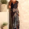 Black Satin Silk Saree