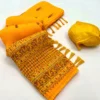Faux Georgette Foil Print Saree - Yellow