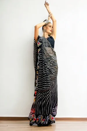 Georgette Leheriya Saree - Black