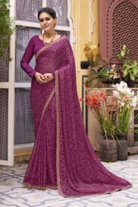 Regal Bandhani Georgette Saree - Purple