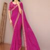 Bandhani Print Georgette Saree - Dark Pink