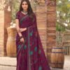 Printed Crepe Saree - Brown Chocolate