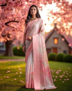 Kota Cotton Saree - Peach Pink