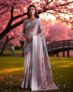 Kota Cotton Saree - Soft Grey