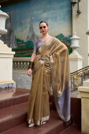 Antique Gold Pure Tissue Silk Saree