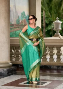 Pure Tissue Silk Saree - Bright Green